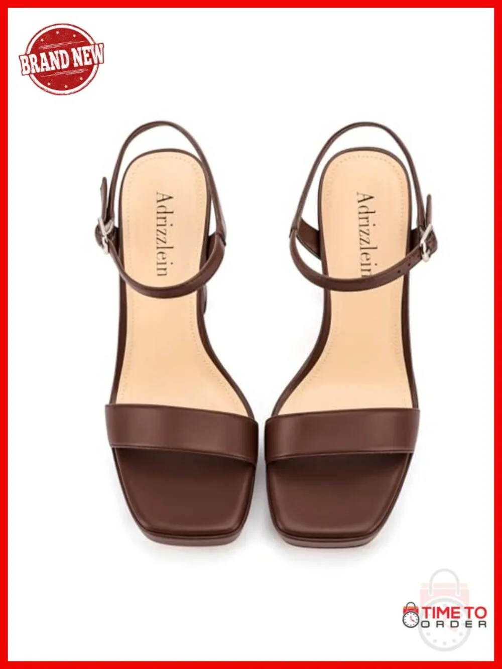 Faux Leather Platform Chunky High Heel Sandals Ankle Strap Square Toe Wedding